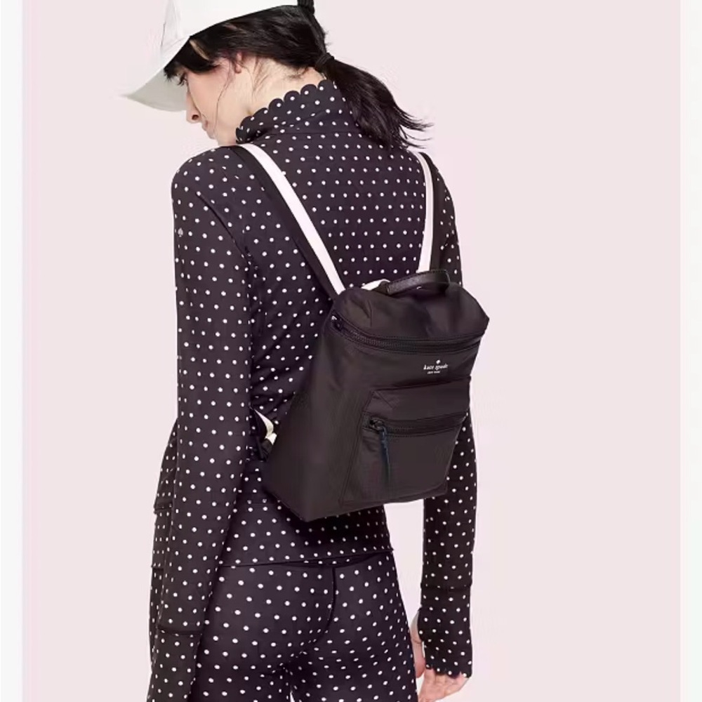 Kate Spade New York "That's The Spirit" convertible backpack in navy blue nylon - Picture 12 of 14